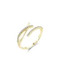 Minimalistischer S925 Silberring, überkreuzt, mit Zirkonia-Steinen und 18K Goldbeschichtung - Einstellbar Offen / Gold