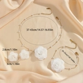 Elegant 18K gold stainless steel jewelry set with white fabric rose and pearls - White Rose Pendant