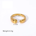 Irregular gold stainless steel ring featuring a chunky polished asymmetric teardrop shape - Teardrop Opening Style (NB-R24139)