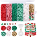 DIY Christmas bead kit with colorful clay discs, holiday charms, and finished bracelets - Christmas Series (approx. 5130pcs)