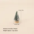 Miniature green Christmas tree with white snow effect and wooden base for DIY decor - No.56 - 4.4cm Miniature Cedar Tree