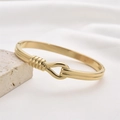 Minimalist gold horseshoe buckle stainless steel bangle with polished metallic finish - Knot Hook Style (Style 1)