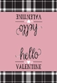 Absorbent Valentine dishtowel with pink base, Buffalo plaid border and hello VALENTINE text - hello VALENTINE Pink Plaid(MB1-21)