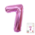 Vibrant metallic pink number 7 foil balloon for birthday party and event decoration - Number 7 / 40 Inch/With Paper Card / Rose Red