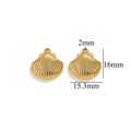Golden shell charm for jewelry making in 16mm stainless steel with sizing details - Gold Shell-503