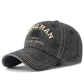 Vintage washed charcoal grey baseball cap with embroidery and contrast stitching details - Adjustable / Black