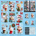 3D Christmas window stickers set with cartoon cat designs and 9 double-sided decals - Zx Jd23012 3d Cute Kitten A