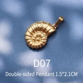 Detail of 1.5x2.1cm double-sided golden seashell pendant in 18K gold plated steel - Gold Conch (D07)