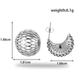 Orecchini a cerchio in acciaio inossidabile argento con trama a rete geometrica - Sfera Cava Argento