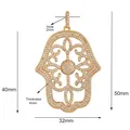 Golden Hamsa Hand pendant with zircon micro-pave setting, 50mm height charm - L096455-gold / Gold