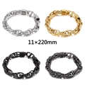 Pulseras punk de acero de titanio para hombre en plata, oro, negro y gris oscuro - Estilo de cadena persa (Tipo A) / Dorado