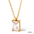 Elegant gold stainless steel necklace featuring a radiant clear square zircon pendant - Gold with White Zirconia (KDD121)