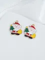Detail of Christmas Santa Claus enamel charms with gold edges for DIY jewelry making - Santa With Gift Bag (7)