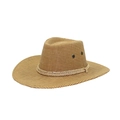 Western style straw cowboy hat with a wide brim and braided hemp rope trim detail - Adult 58cm One Size / Khaki