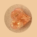 Mini peach acetate heart hair claw clip with marble texture and golden spring mechanism - Heart-Glaze Coffee 2.5cm