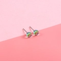 Sparkling S925 silver stud earrings with iridescent gradient multifaceted crystal beads - 4mm / 4mm Aurora White Crystal Studs