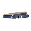 Slim blue leather belt for women featuring a golden D-ring buckle and y2k fashion style - Length 106 Width 1.4 / Navy Blue
