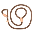 Adjustable slip lead dog leash in dark coffee nylon with leather reinforced joints - 6mm*1.5m / Coffee