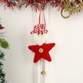 Pendaglio stella di Natale con Babbo Natale, cappello a quadretti rosso e campanella - Ciondolo Natalizio Babbo Natale