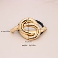 Polished gold metal knot hair tie with black high-elastic rubber band and measurements - #6-Intricate Knot