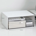 White minimalist desktop storage box with transparent drawer measuring 23x16.5x10cm - One Layer One Drawer (White)