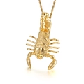 Retro golden scorpion pendant in titanium steel with detailed texture on a gold rope chain - Gold Scorpion Style (KP32169-D)