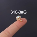 Key shaped moonstone ear stud in gold finish with sparkling colorful crystal - Phantom Key Style (HSPJ310-3#G)