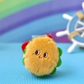 Detailed close-up of a cute plush burger-shaped keychain pendant with a soft fuzzy texture - Hamburger