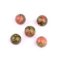 Set of 12mm green and pink mottled agate half-hole beads for DIY earring jewelry making - 12mm Unakite Semi Drilled Bead