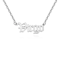 Polished silver stainless steel Virgo zodiac necklace with old English font pendant - Virgo / Steel