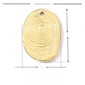 Detailed view of oval fingerprint pattern pendant in stainless steel with dimensions - Gold Fingerprint Oval Pendant / Gold