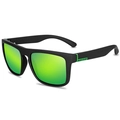Classic polarized sports sunglasses with black matte frame and green mirrored lenses - Black Frame with Green Mirror