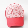 Berretto da baseball rosa da donna con pannello in pizzo floreale e visiera parasole - Regolabile / Stile Pizzo Rosa