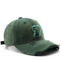 Distressed dark green baseball cap with Change 7 embroidery and vintage wash finish - Dark Green
