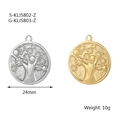 Colgante árbol de la vida de acero inoxidable 24mm en plata y oro, peso de 10g por pieza - Estilo 4 / Color Acero