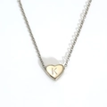 Polished stainless steel heart pendant necklace featuring engraved letter K on O-chain - Letter K Heart Style (S143S-001-K)
