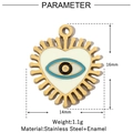Technical dimensions of 16mm heart evil eye enamel pendant in stainless steel - Heart Evil Eye