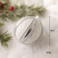 White 8cm foam Christmas ball ornament with silver sequins and glitter beads - Silver White Chain Ball