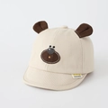 Detail of baby bear baseball cap showing 3D ears and cute embroidered bear face - 1-3 Years / Off-white