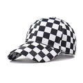 Gorra de béisbol clásica con estampado de tablero de ajedrez en algodón blanco y negro - Ajustable / Cuadros Negro