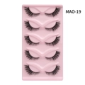 Dramatic cat-eye false eyelashes MAO-19 in black thick style with 5 pairs in pink tray - 3DMAO-19