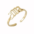 Adjustable 18K gold-plated stainless steel ring with Gothic 2002 year design - 2002