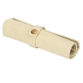 Dettaglio custodia per orologi in tela beige con bottone a pressione in metallo - 5 Slot / Bianco Sporco