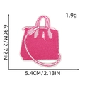 Pink handbag embroidery patch with 6.9cm height and 5.4cm width on white background - Bag Patch 14#