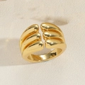 Minimalist 14K gold plated ring with triple layered fluid water drop style design - 3-Layer Smooth