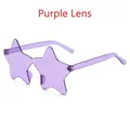 Frameless star-shaped sunglasses in translucent purple resin with a trendy Y2K aesthetic - Purple