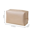 Golden PU leather makeup bag with cross-grain texture and zipper closure 21.5x9x13cm - Octagonal Pouch / Large (21.5x13x9cm) / Gold