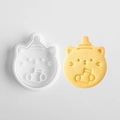 Cute cat with hat cartoon cookie cutter and matching golden baked biscuit tool - E0828-Cat