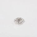 Adjustable silver stainless steel open ring with delicate engraved flower patterns - October / Birth Flower Ring