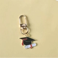 Gold graduation cap keychain with red tassel and diploma charm accessory for students - Style 4 (Gate Buckle)